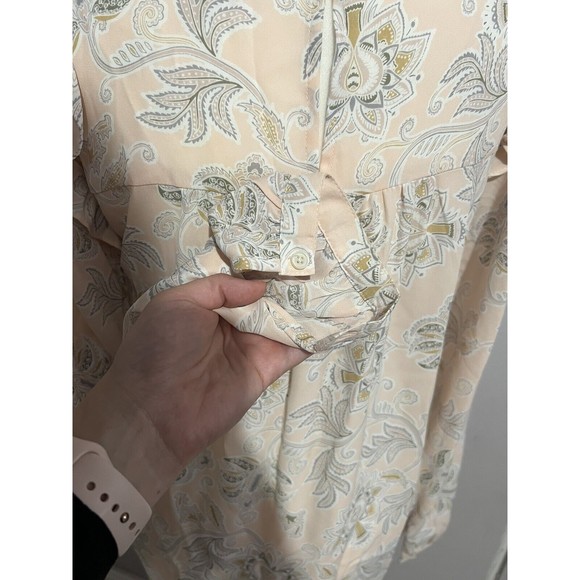 LOFT Pink Paisley Print Crew Neck Puff Long Sleeve Tunic Top Size XS - Picture 5 of 7